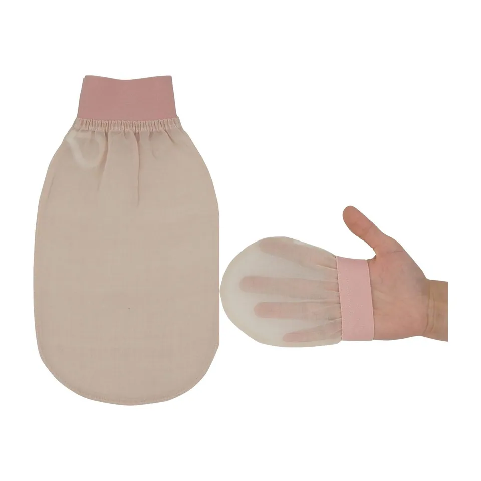 Yüz + Vücut İpek Kese Seti: Pinky Orange bantlı ham ipek kese ve ham ipek yüz kesesi
